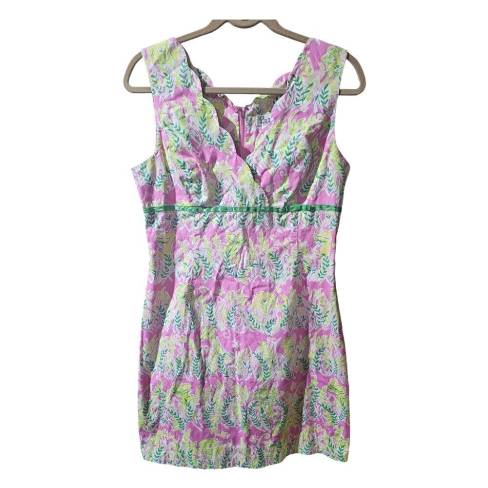 LILLY PULITZER Pink Green Girafe Lion Tiger Dress - Size 10
